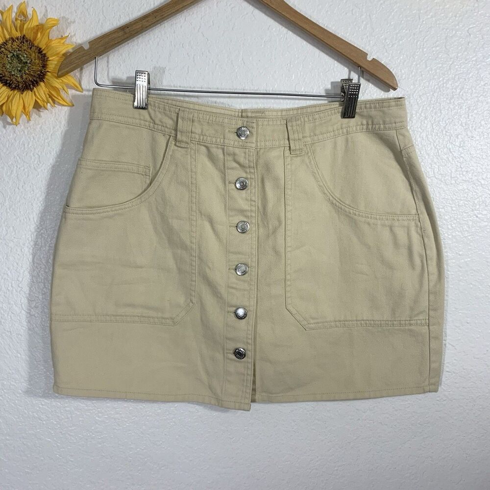 Old Navy Tan Denim Short Utility Skirt Size 10 Womens